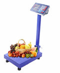 Heavy Duty Digital Floor Scale Waterproof Packing Workhorse For Shipping And Luggage Dead Nuts Accurate Up To Six Hundred Sixty Pounds with fruits on platform.