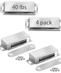 Heavy Duty Magnetic Door Catch Set 40 Lbs Pull Strong Magnet Cabinet Latches Magnetic Hardware Stainless Steel Chrome Door Closer 4 Pack