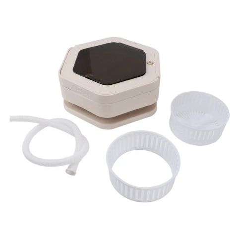 No Sweat Portable Folding Mini Washer Featuring Quick Wash And Spin Cycle, 5.5 Pound Capacity, Slick Khaki Build with accessories.