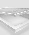 Premium Aluminum Eggcrate Return Air Grille for 1 Inch Filter, 12 by 20 Cube Core, White Finish, displayed open