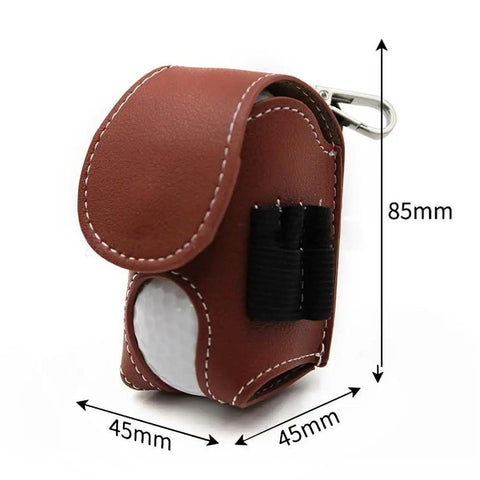 Premium Leather Golf Ball Pouch With Tee Holder Mini Pocket Belt Bag Clip On Waist Storage Hand Stitched Leather Wear Resistant Easy Clean