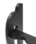 Close-up of Six Hole Floor Standing Sword Display Rack with adjustable top plate, heavy duty black material.