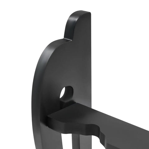 Close-up of Six Hole Floor Standing Sword Display Rack with adjustable top plate, heavy duty black material.