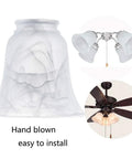 Ceiling Fan Light Covers Bell Shaped Frosted Milky Scavo Glass Alabaster Shades Pack Of Four shown installed