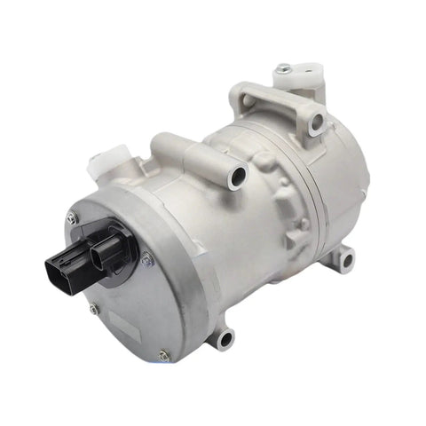 Rock Solid Electric Air Conditioning Compressor Swap For Toyota Bz4x And Bz3 Vehicles Sw0424001900, silver motor component with ports.