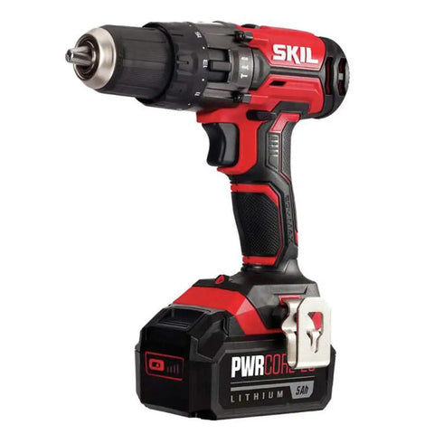 PWRCore 20 Hammer Drill Kit with 2.0Ah Battery and Fast Charger Cordless, front view showing drill and battery