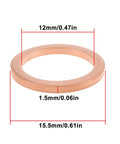10-Piece Copper Oil Drain Washer Set 12x15.5x1.5mm For Leak-Free Seals N0138128 N0138122 dimensions shown