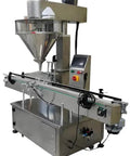 Heavy Duty Automatic Dual Head Linear Weigher Filler for bulk coffee, rice, and bean powder in stainless steel design.