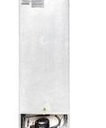 Straight Up Spacious 11 Cubic Foot Upright Freezer With Built In Drawer Organizer And Easy Manual Defrost back view showing compressor and electrical connections.