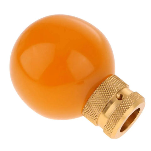 Cool Stylish Yellow Resin Manual Gear Shift Knob With Metal Mount Kit For Universal Fit Auto Upgrade Custom Shifter Handle No Buttons Needed Easy Install orange resin round shifter with gold metal mount