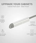 Push To Open Latch Aluminum Alloy No Knob Handle Free Kitchen Cabinet And Drawer Hardware inside mount silver finish
