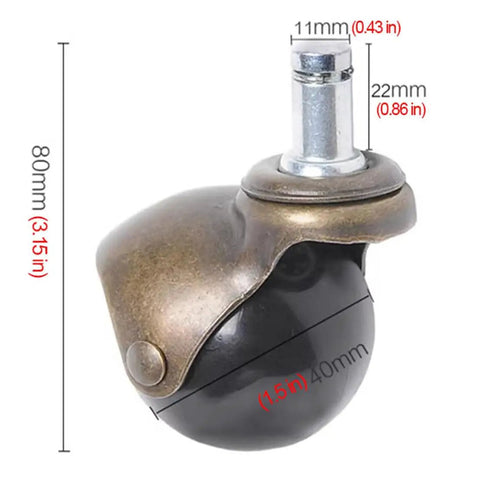 Heavy Duty Antique Ball Casters Deliver Hella Smooth Swivel Operation With Classic Brass Look, measuring 1.5 inches wide.