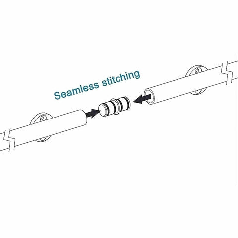 Connector for Black Sliding Barn Door Kit With Floor Roller Wheels, Heavy Duty Rolling Ladder Hardware showing seamless stitching