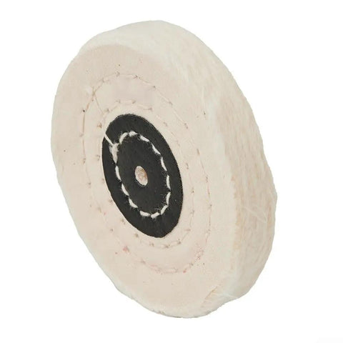 Premium Polishing Wheels 2 To 8 Inches For Metal Wood And Stainless Steel Plus Aluminum Plastic Ceramic Glass Using Wax Buffing Kit Fast Shiny Finish, close-up view of cloth buffing wheel.