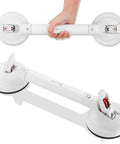 Heavy Duty Shower Grab Bar With Mighty Suction For Bathtub And Shower Supports Up To 253 Pounds 18.5 Inch White Handicap Safety Handle Non Slip Bath Aid For Elderly And Home Mobility