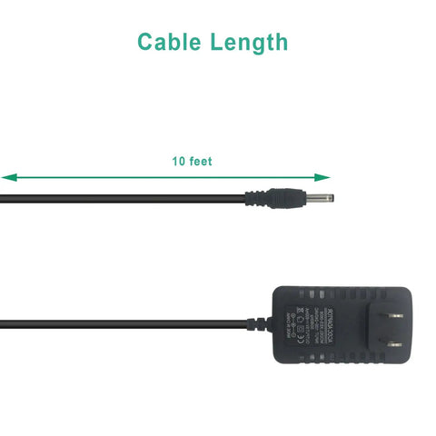 Polar 10698 Replacement Power Cord For Ice Machine And Kodiak, Hon-Kwang HK Plug Transformer 6V 600mAh, 10 Ft PVC Cable With DC Barrel Tip