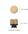 Two Pack Matte Black And Champagne Bronze Knurled Cabinet Knobs showing 1.1 inch diameter and 0.78 inch screw hole distance
