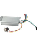 Beefy 70A DC Brushed Motor Controller With Forward Reverse Control For 12V-48V Systems, 4000W Capacity, Wide 10V-60V Input, Ideal For Industrial Automation, Pumps, Conveyors, And Robotics; silver aluminum controller with wiring and switch