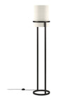 62 Inch Tall Floor Lamp With Blackened Bronze Finish And French Drum Linen Shade For Elegant Living Room Lighting LED Compatible Bulb Sold Separately Or LED Bulbs Optional, standing on white background