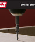 Heavy Duty Exterior Deck Screws For Pressure Treated Lumber Phillips Bugle Head Coarse Thread 1 1/4 In By 9 Gauge PrimeGuard Rust Resistant Finish One Pound Box Pack being driven into wood.
