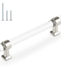Level Up Your Home Game With This 5 Pack Of 5 Inch Center To Center Acrylic Cabinet Handles And Super Sleek Polished Chrome Drawer Pulls For Kitchens And Dressers, showing a polished chrome handle with clear acrylic.