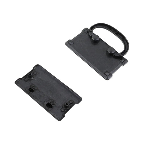 Back view of Six Piece Matte Black Drawer Pulls With Backplates For Dresser And Cabinet Doors 3 Inch Center To Center Zinc Alloy Handles