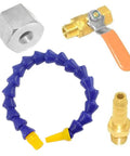 One Quarter Inch Pipe Thread Adjustable Magnetic Base Round Nozzle For Coolant Oil And Water Hose Lines, blue and orange finish