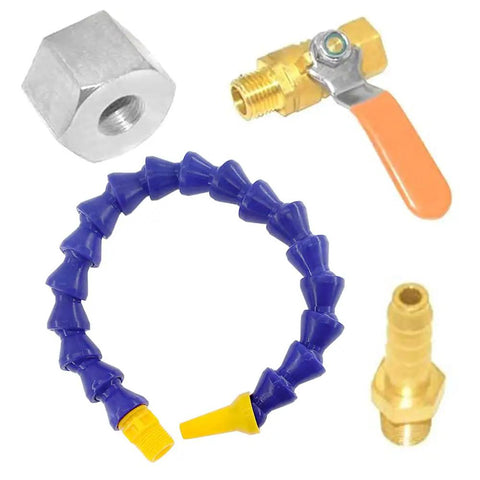 One Quarter Inch Pipe Thread Adjustable Magnetic Base Round Nozzle For Coolant Oil And Water Hose Lines, blue and orange finish