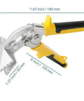Three Inch Curved Jaw Offset Sheet Metal Bender Hand Seamer with yellow rubber grip in side view, ideal for metalworking.