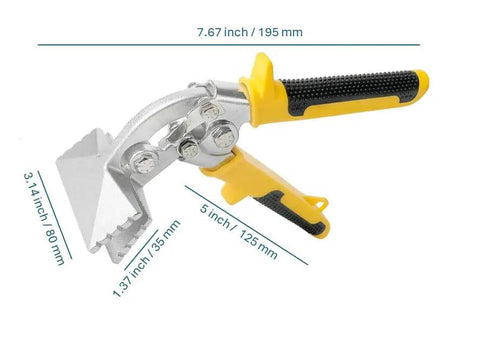 Three Inch Curved Jaw Offset Sheet Metal Bender Hand Seamer with yellow rubber grip in side view, ideal for metalworking.