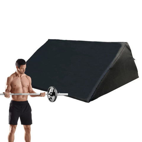 Man using barbell with Ergonomic Black Curl Pad For Home Gym Space Saving Bicep Support With Adjustable Foam Comfort.