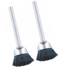 Heavy Duty Brush Set 4 Pack That Cuts Through The Hustle Boosts Motor Life For Dremel Rotary Tools Replaces Part 40402 shows two metal brushes.