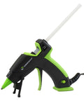 Glue gun with Mini 10 Inch Clear Hot Glue Stick inserted, suitable for all temperature glue guns, supporting fast 60 second bond.