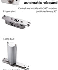 Built Damn Tough Heavy Duty 360 Degree Rotating Pivot Hinge For Invisible Doors With Rock Solid 500 Kilogram Capacity And Smooth 90 Degree Self Closing Floor Spring Mounting Kit.