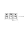 50 Pcs Premium M5 Cross Dowel Nuts Silver Carbon Steel Barrel Nut Connector Hardware shown in three silver pieces with measurements.