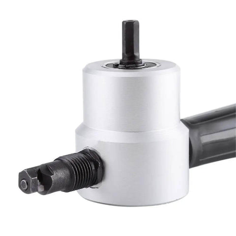 Close-up of Double Head Metal Sheet Cutter Drill Attachment Nibbler Tool Kit Pro-Grade Heavy Duty for steel and other metals