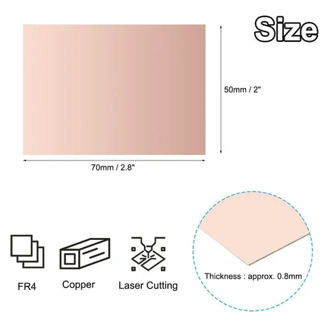 2 By 2 Point 8 Inch Double Sided Copper Clad Laminate PCB Pack Of Twelve Zero Point Eight Millimeter FR4 Copper Plated Universal Circuit