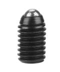 Close-up of a threaded component from a 10 Piece M5 Ball Plunger Set With Hex Socket Spring Plungers, Carbon Steel