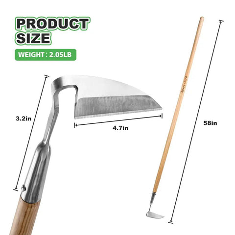 Japanese Weeding Sickle Long Handle Garden Hoe For Easy Weeding Cultivating Soil Loosening And Digging With A Durable Ash Wood Handle