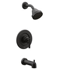 Gibson Eco-Performance Pressure Balancing Showerhead With Matte Black Finish Includes Shower Handle And Tub Spout Posi-Temp Valve Required M-PACT Valve Compatible Modern Bath Upgrade