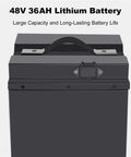 48V 36AH Lithium Battery for Electric Stair Climbing Hand Truck With 771lb Max Load, Heavy Duty Dolly for secure power supply.