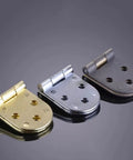 Six Piece Set Folding Hinges for Dining Tables and Flaps Hidden Invisible Zinc Alloy Hinge System, three hinges displayed