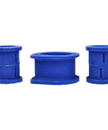 Steering Rack and Pinion Bushing Kit MT 2228 BS 2225 for Nissan Armada Titan 2004 to 2015, three blue bushings close-up