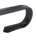 Close-up view of Top Shelf Two Foot Wrought Iron Handrail Badass Build Quality Wall Mounted Black Metal Stair Guardrail handle.