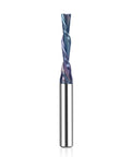 SpeTool 1/4-inch shank downcut spiral router bit with 3/16-inch cutting diameter, TAC-coated blue flutes.