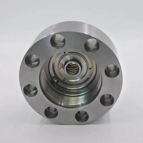 Front view of stainless steel cylinder head No. 05034772 for water jet cutting machine with flange and bolt holes