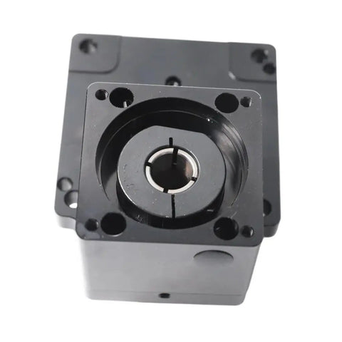 Top view of Hollow Rotary Actuator Built Tough With 10 To 1 Gear Ratio And Nema 23 Stepper Motor For Precision Positioning with central bore.