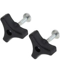 Sweaty Grip Upgrade! Tough Plastic Lawn Mower Handle Screw Nut Kit With Triple-Cornered Knob Non-Slip Replacement Part Built Like A Tank For Heavy Duty Mowing Jobs And Easy Tool-Free Tightening Sessions Today, black plastic pair with bolts