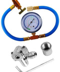 BPV-31 bullet piercing valve kit with blue hose, gauge, brass adapters; 4-piece HVAC line tap set
