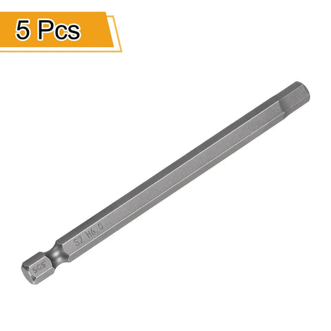 Single 5 Piece H6.0 Hex Head Drill Bit Wrench with 6mm flat tip, magnetic hex driver socket for heavy duty use